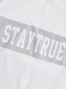 SHEIN EZwear Letter Graphic Half Zip Sweatshirt - Multicolor - View 5