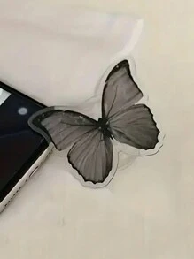 ROMWE Goth 创意蝴蝶背贴推拉手机支架 可伸缩360°旋转蝴蝶懒人支架 通用 - 黑色 - 查看 4