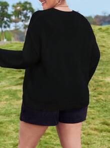 SHEIN CURVE+ Plus sweter z opadającymi ramionami i wzorem Americana
