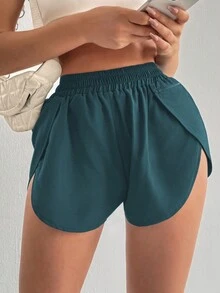 SHEIN Sports Women's Side-Zipper Pocket 2 In 1 Athletic Shorts