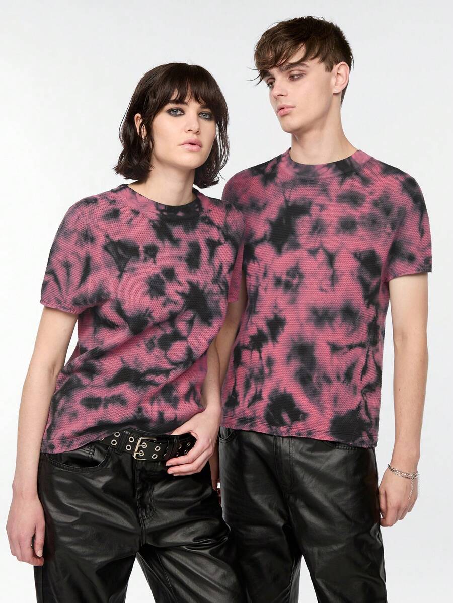 Manfinity Roghcode Men's Random Printed Short Sleeve Knit Top - Multicolor - View 1