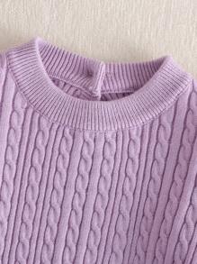 Baby Mädchen Pullover Set, Herbst/Winter gestrickter Pullover mit Rüschen und Hose, elegant und modisch in lila Tönen