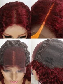 Density Pro Transparent Lace Front Pre Plucked Water Curly Wave 4X4 Human Hair Wig 99J 200% Density Frontal Wig For Women Burgundy Color - S99J - View 8