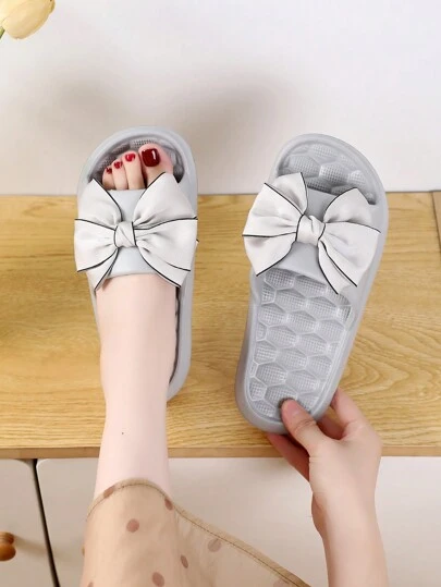 2024年新作 ソフトフラットボトム レディーススリッパ、リボン装飾スリッポンサンダル 夏用、快適で通気性のある、ビーチウェア
