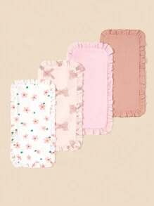 4pcs Pure Cotton Soft & Multi-Functional Baby Burp Cloth - Multicolor - View 3