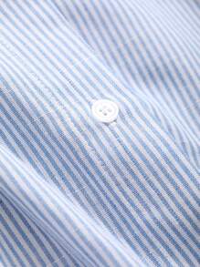 FRIFUL Striped Print Button Front Blouse Long Sleeve Top