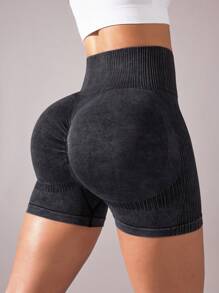 Gameset SHEIN Sport High-Waisted Seamless Body-Shaping Exercise Shorts With Letter PrintWomen Sweat Short, Gym Short, Biker Short