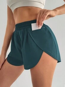 SHEIN Sports Women's Side-Zipper Pocket 2 In 1 Athletic Shorts