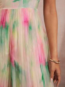 L'Amorae Print Plunging Neck Wide Leg Cami Jumpsuit - Multicolor - View 5