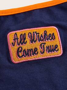 SHEIN ICON Damen Y2K Sommer Outfit aus Sport Colour Block Biker-Core Stickerei Top ohne Ärmel und Shorts mit tailleniederem Bund