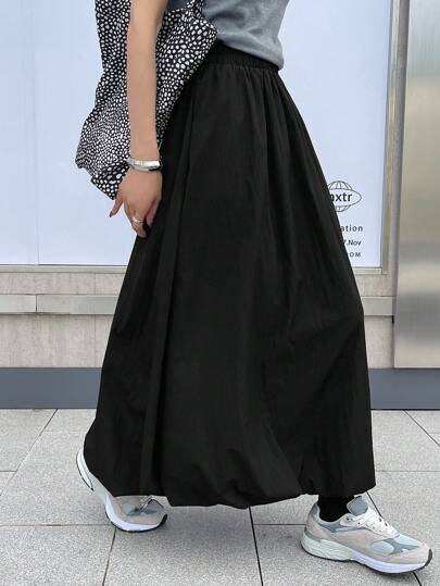 DAZY Women Solid Color Elastic Waist Skirt