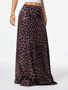 Coolane Y2K Phong cách đường phố Mát mẻ & Đa năng dành cho nữ Vintage họa tiết da báo Váy trắng chữ A, dáng rộng, dài đến đầu gối - màu nâu - Xem 7