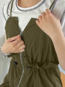 FRIFUL Vestido de tirantes de punto con cremallera y cordón en la cintura sin camiseta, vestido de verano