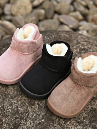 Botas de nieve forradas térmicas para bebés y niños pequeños, con cierre de gancho y bucle