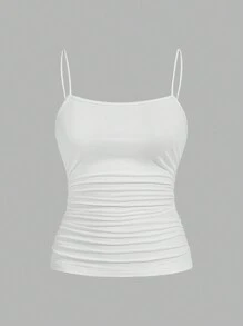 SHEIN EZwear 3pcs Women's Ruched Side Sleeveless Fitted Casual Camisole Spring