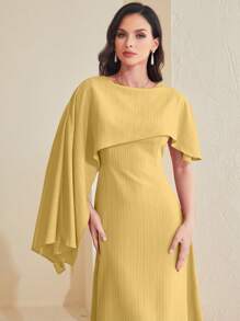 Modelyn Solid Asymmetrical Foldover Dress - Yellow - View 4