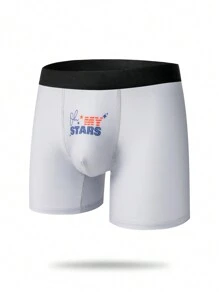 男士星空數字印花平角內褲，配編織腰帶