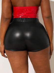 SHEIN SXY Plus pantaloni scurți solidi din piele PU