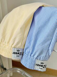 Comfortcana Two-Piece Set Striped Print Patched Summer Shorts - Multicolor - View 4