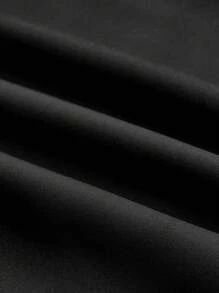 EMERY ROSE Plus Solid Slant Pocket Plicated Detail Skirt Maxi Women Outfit - Black - View 4