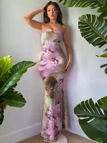 Firerie Vestido ceñido elegante con cintura anudada y encaje entretejido para mujeres en verano