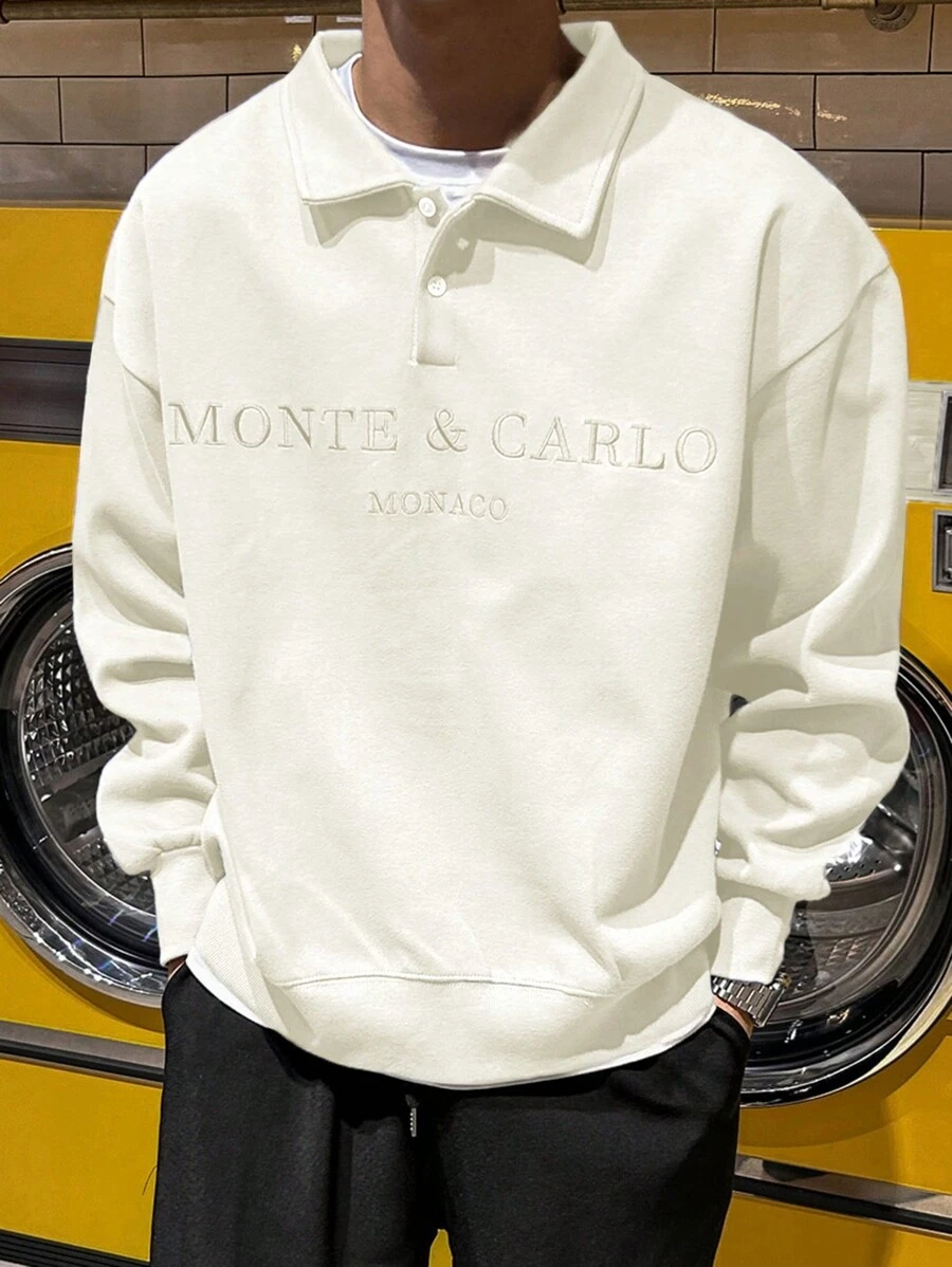 DAZY Men's Casual Fleece Letter Embroidery Sweatshirt, Autumn/Winter