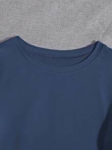 INAWLY Vintage Mom Shirt Mother's Day Tee Funny Letter Printed Round Neck Short Sleeve Casual T-Shirt For Moms Graphic Tees Women Tops - Navy Blue - View 3
