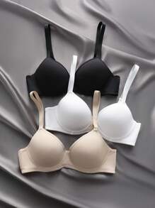 3pcs Women's Simple Underwire Bralette