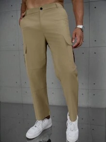 Manfinity Homme Men Flap Pocket Side Cargo Pants - Apricot - View 7