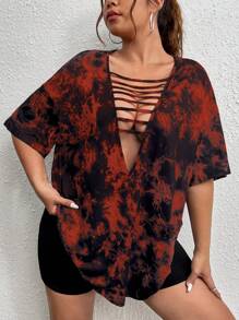 Flirla 加虹染剪裁下垂肩T恤