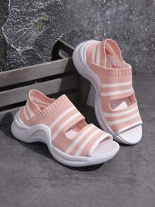 Women's Knitted Sandals With Thick Mesh Sole And Anti-Slip Lightweight Bottom, Suitable For Sports And Leisure Activities In Summer