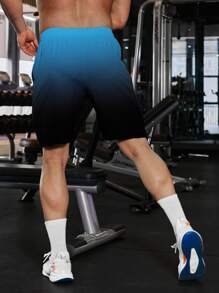 Gym Rark 3PCS Men Ombre Sports Shorts,Boyfriend Style Gradient Drawstring Waist Workout Gym Short Set With Phone Pocket,Breathable Sweat Pants For Training - Multicolor - View 6