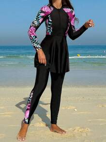 Swim Mulvari 女士露肩印花布基尼上衣，夏季海滩阿拉伯服装 - 彩色 - 查看 8