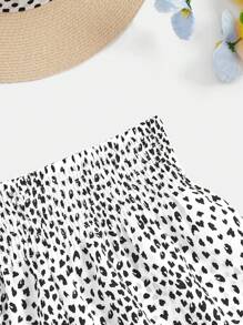SHEIN VCAY Allover Print Paperbag Waist Shorts - Black and White - View 4