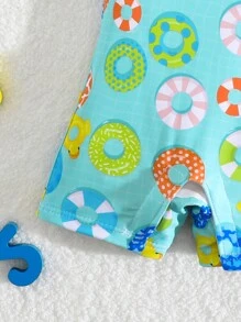 SHEIN Baby Boys' One-Piece Cartoon Printed Swimsuit