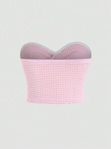 SHEIN Unity Top de tubo con corte en la parte delantera y torsión. - Rosa - Ver 2
