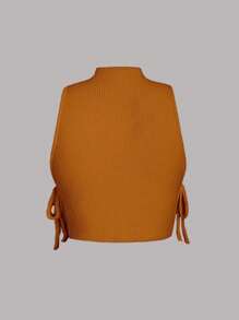 SHEIN Unity Top de punto sin mangas con detalles de lazo lateral en color liso - Naranja - Ver 2
