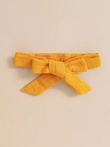 2pcs Baby Girls' Cute Color Block Dress With Bowknot, Hairband And Ruffle Hem, Summer Outfits