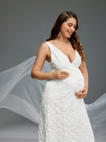 SHEIN Maternity Photoshoots Dress - White - View 1
