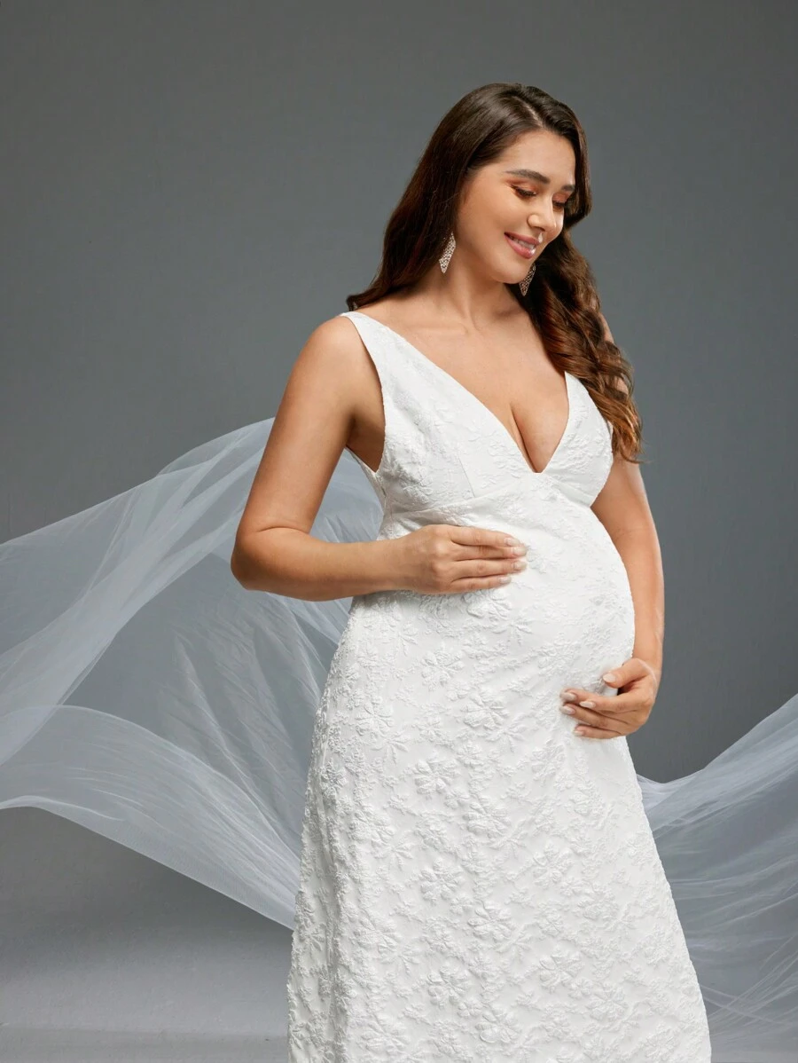 SHEIN Maternity Photoshoots Dress - White - View 1