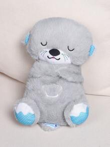 1 件 32 厘米可爱水獭毛绒玩偶，带呼吸灯和舒缓的音乐摇篮曲，有助于睡眠，卡通水獭动物毛绒礼物，适合家人和朋友，家居装饰（不含电池），家居装饰 - 灰色 - 查看 3