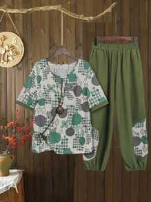 EMERY ROSE 女士夏季幾何印花2件套裝 - 彩色 - 查看 1