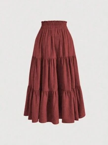 Mulvari Plus Tie Waist Ruffle Hem Skirt For New Year Clothes