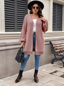 SHEIN LUNE Plus  Drop Shoulder Duster Cardigan Fall Women Clothes For Autumn & Winter - Dusty Pink - View 4