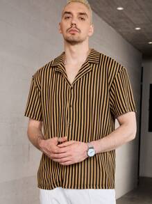 Manfinity Homme Men Striped Print Shirt For Summer - Multicolor - View 3