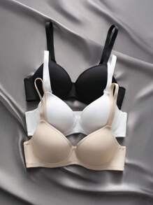 3pcs Women's Simple Underwire Bralette
