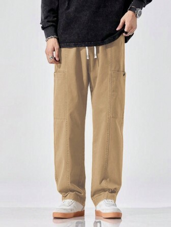 男士纯色简约抽绳休闲裤