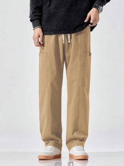 男士纯色简约抽绳休闲裤