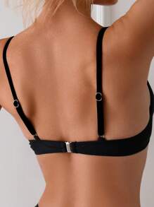 Solid Underwire Bikini For Summer Beach Vacation - Black - View 4