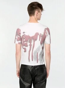 Manfinity Roghcode Herren bedrucktes leger gestricktes Kurzarm T-Shirt für den Sommer, Vintage, Ausgehen, grafisch, bunt, passendes Partnerlook